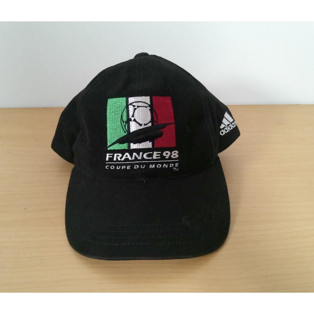 Vintage Adidas France 1998 World Cup Italy Italia Soccer Snapback Hat Black